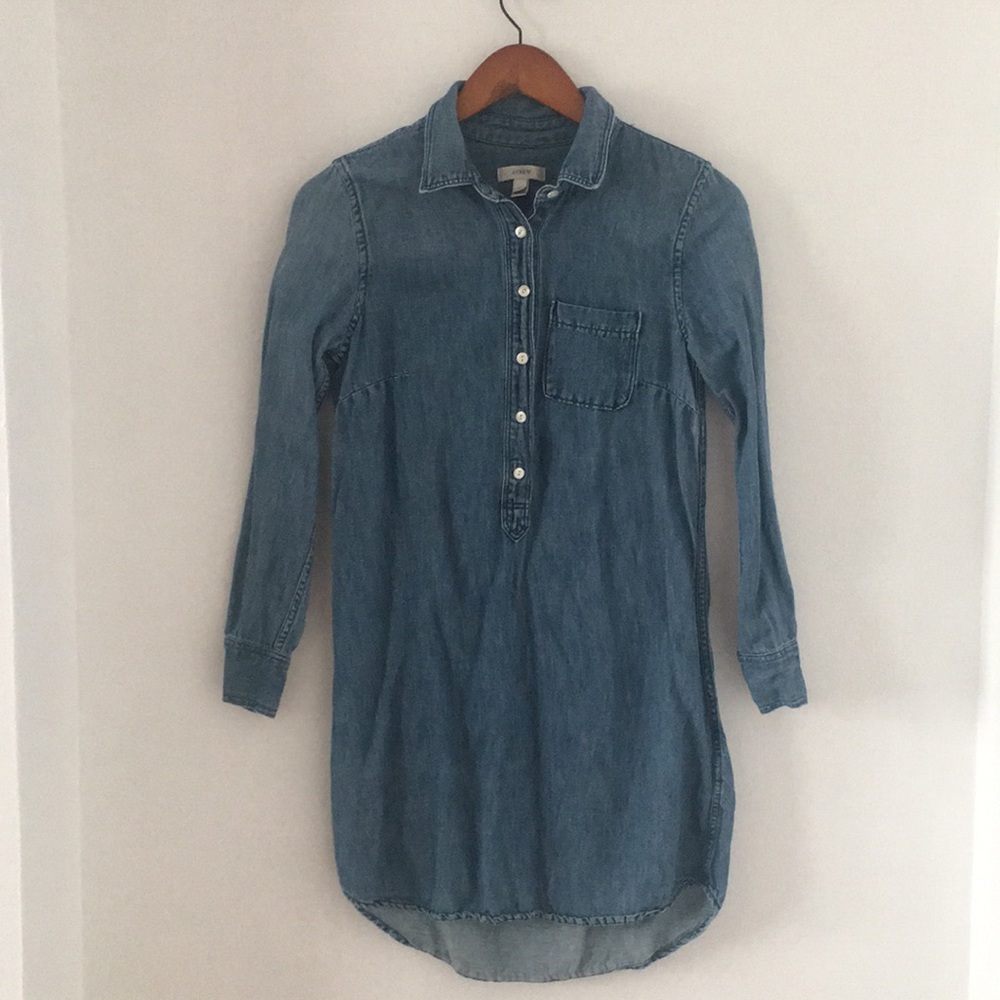 J Crew Long Sleeve Chambray Dress